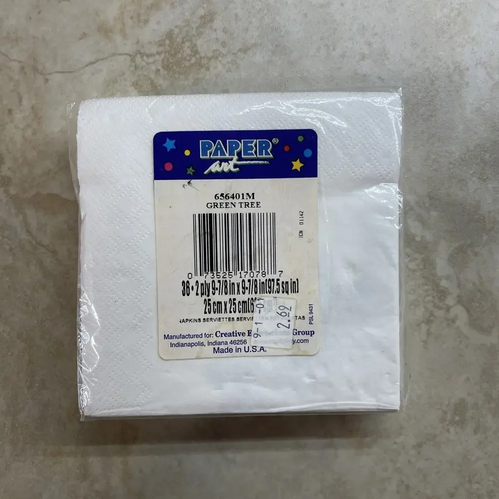 Vintage Christmas Paper Napkins Poinsettia Green Tree Mix Of 3 Small Made in USA - Picture 3 of 8